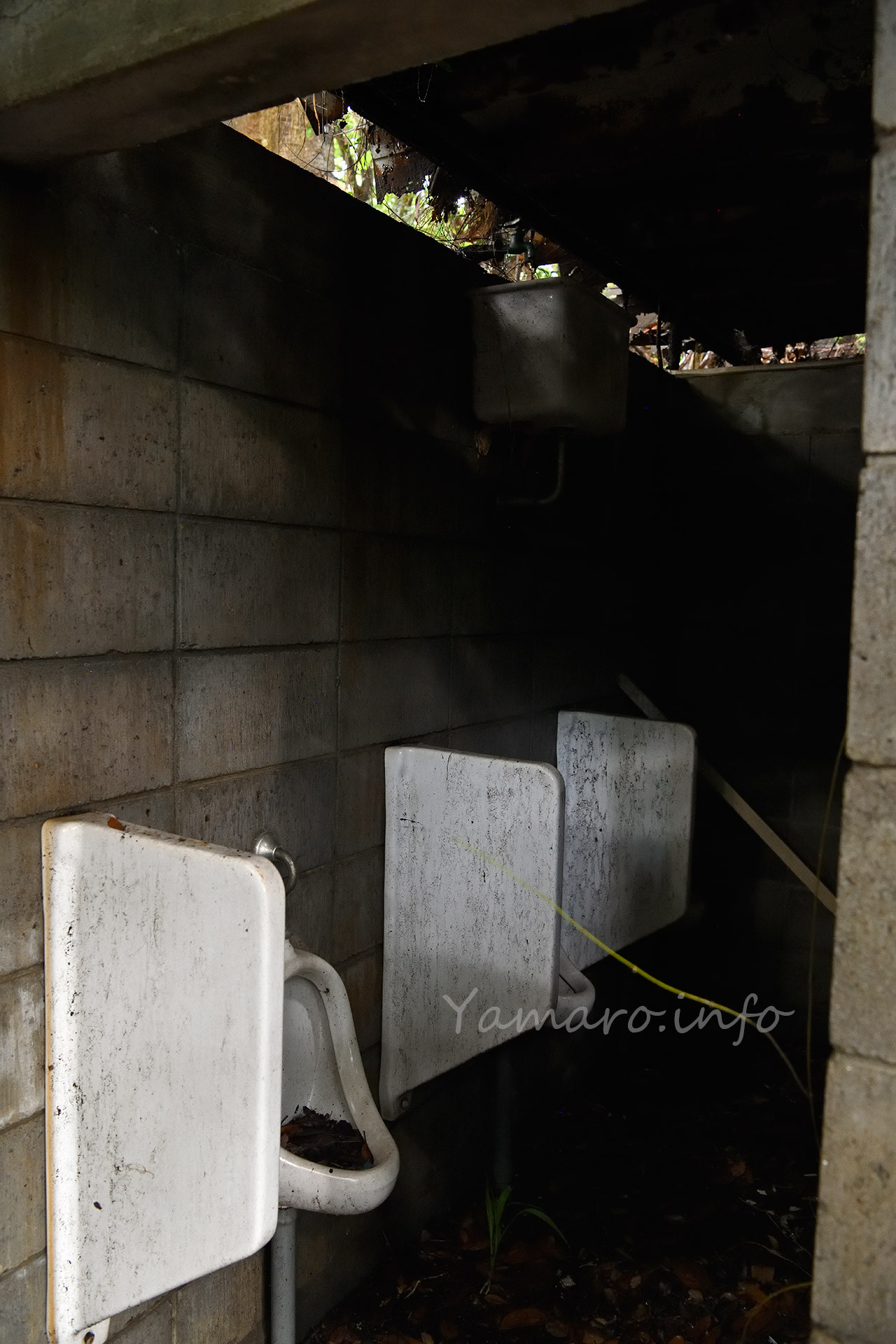 男子トイレ側。懐かしの朝顔便器。